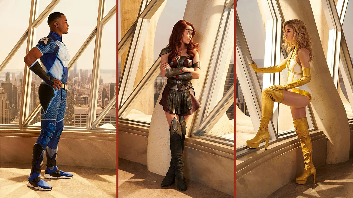 Jessie Usher as 'A-Train', Dominique McElligott as 'Queen Maeve', and Erin Moriarty as 'Starlight'