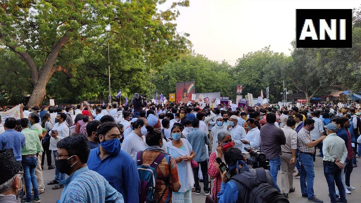 Civil society activists, students, women and members of various political outfits gathered at the Jantar Mantar here on Friday to demand justice for the Hathras gangrape and murder victim.