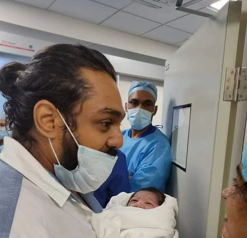 Late Chiranjeevi Sarja's wife Meghana Raj welcomes baby boy; see pics