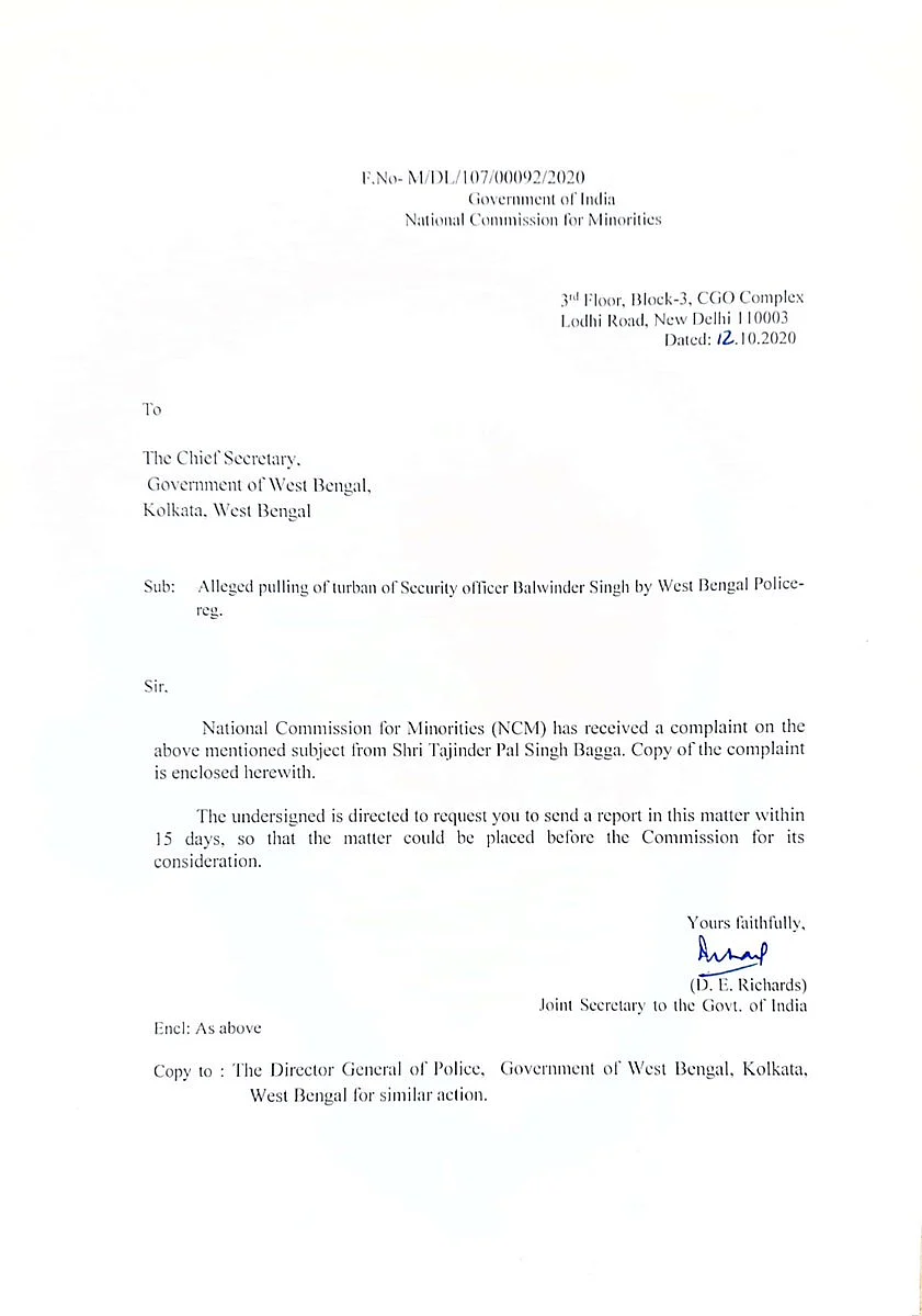 National Minority Commission issues notice to West Bengal govt over alleged pulling of turban of Sikh man