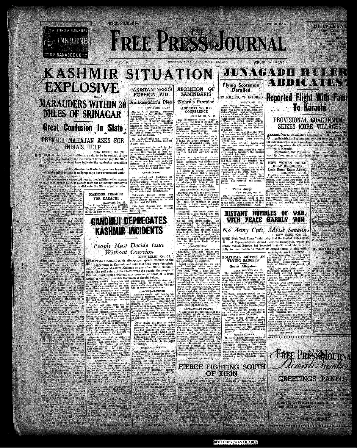 FPJ Archives: When Maharaja Hari Singh signed the Instrument of Accession and J&K became part of India