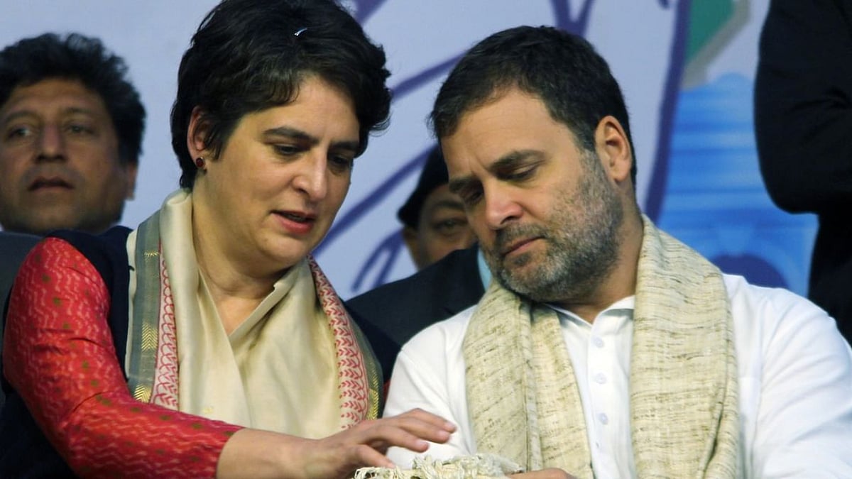 Congress leaders Priyanka and Rahul Gandhi