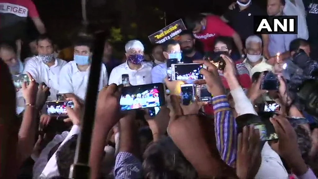 Delhi: CM Arvind Kejriwal joins protest at Jantar Mantar over Hathras case.