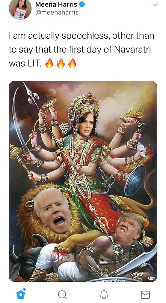 Navratri 2020: Meena Harris slammed for tweeting Ma Durga's face with Kamala