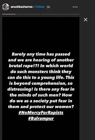 Anushka Sharma expresses shock over UP 'rapes', says 'this is beyond comprehension, so distressing!'