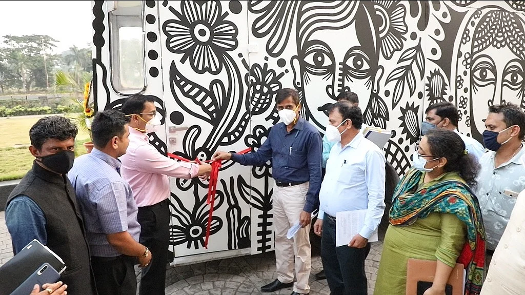 Navi Mumbai: NMMC converts two defunct buses into artistic mobile toilets for public use