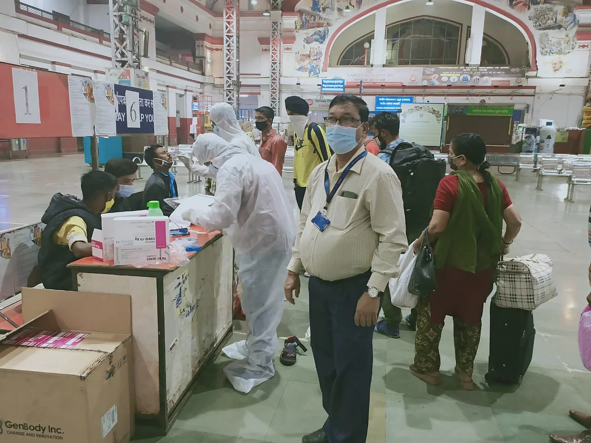 Authorities screening and testing passengers at CSMT.