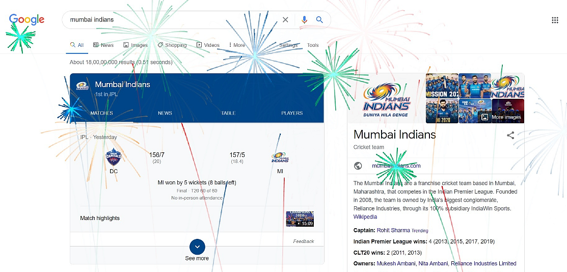 Search for Mumbai Indians on Google and get this 'surprise'