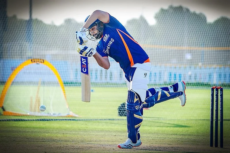 Rohit Sharma practising in the nets for Mumbai Indians in the UAE