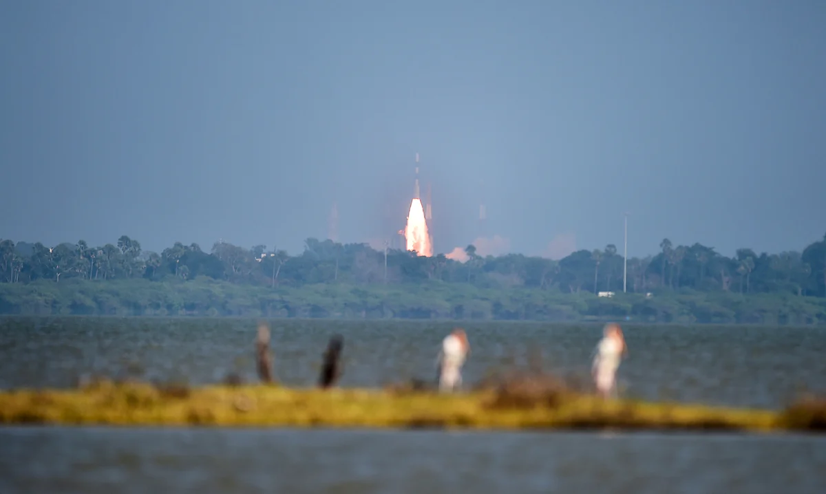 In Pics: PSLV rocket lifts-off with India's 42nd communication satellite CMS-01