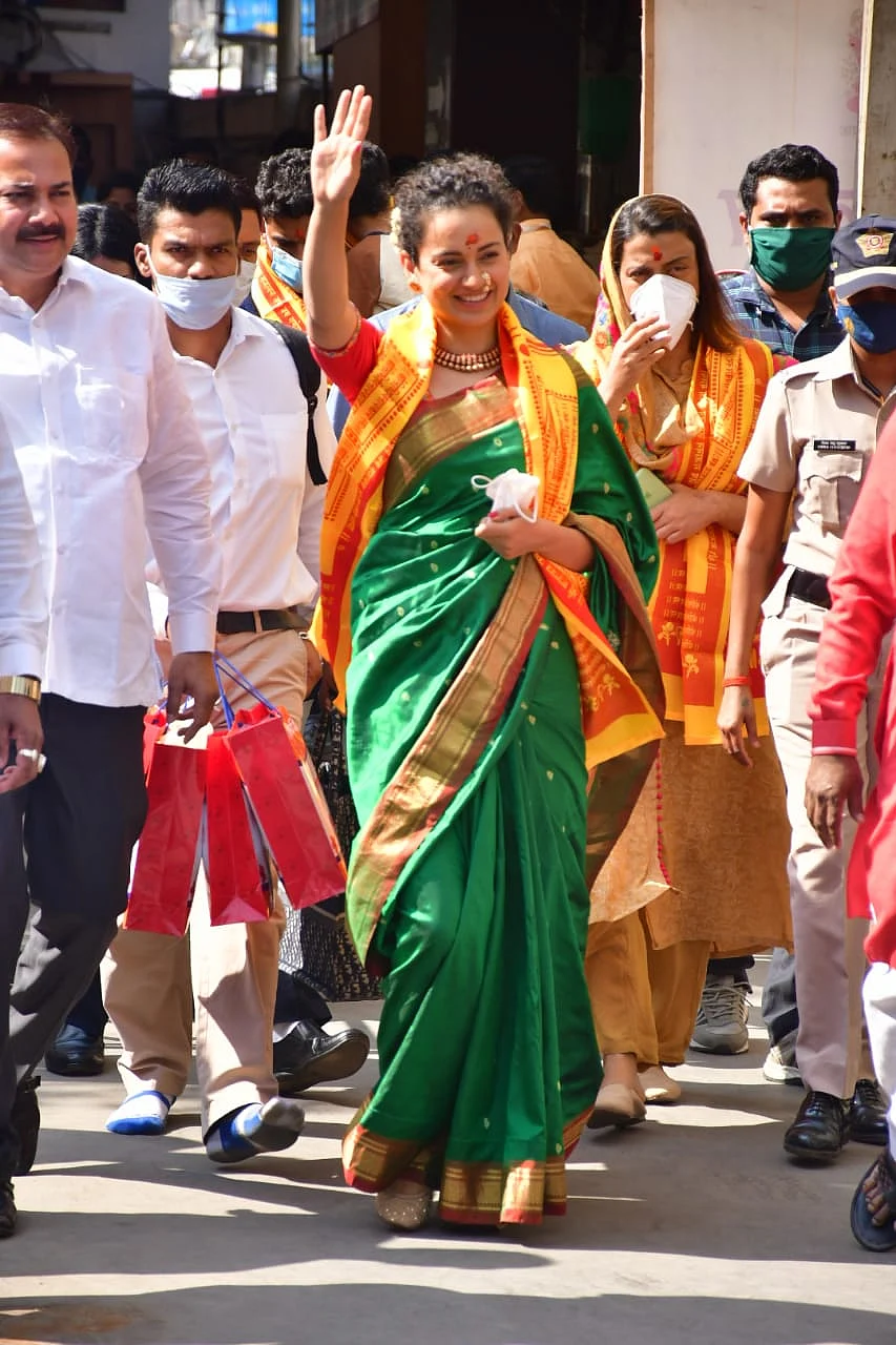 In Pics: Kangana visits Mumbai's Siddhivinayak temple wearing Maharashtrian Paithani saree