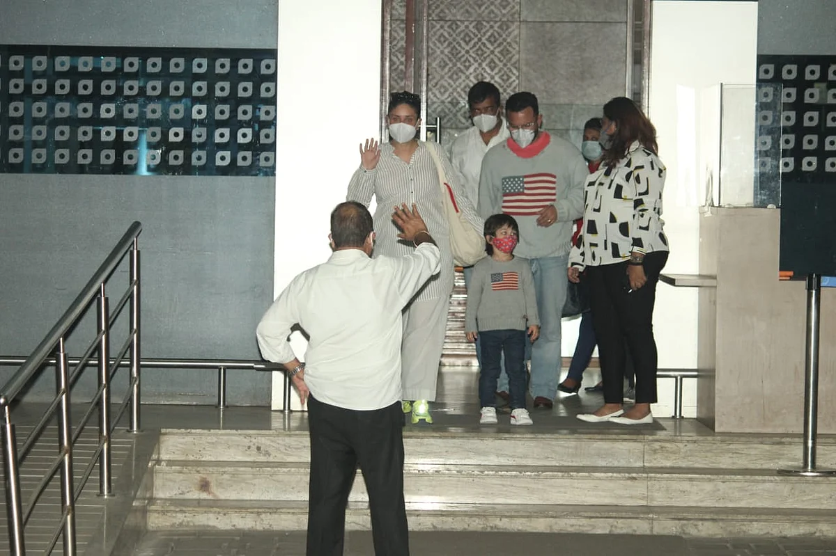 In Pics: Taimur twins with father Saif Ali Khan as they arrive back in the bay from Himachal