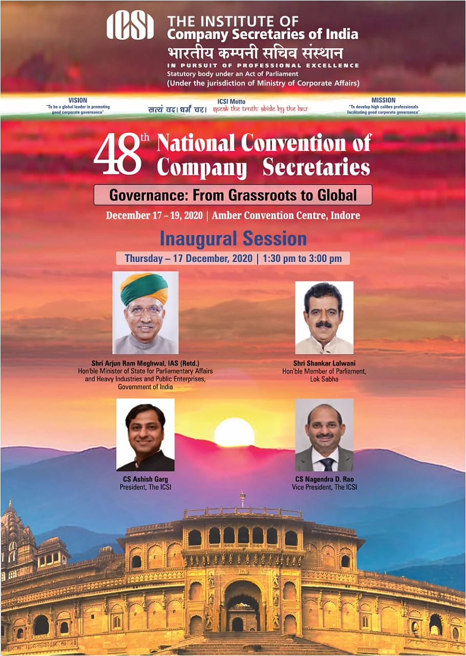 Indore to host 48th National Convention of Company Secretaries of India, top politicians, IAS officers to attend the meet
