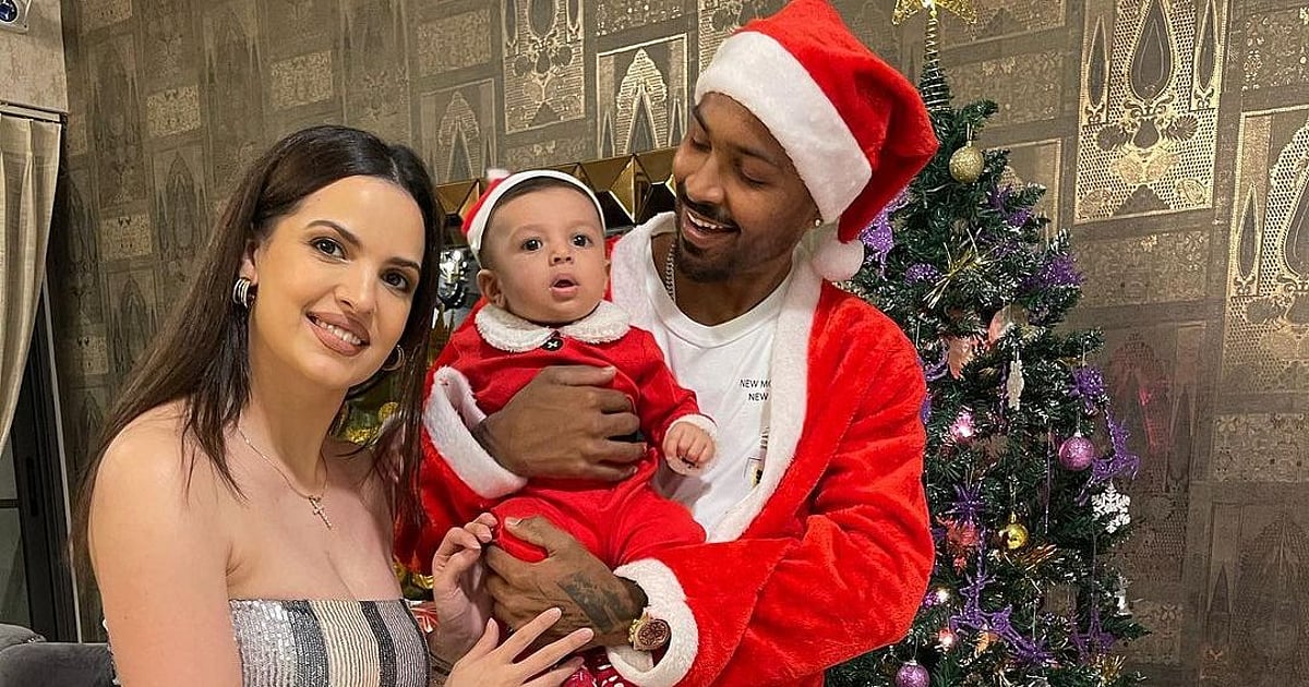 In Pics: Hardik Pandya turns Santa for baby boy Agastya’s first Christmas