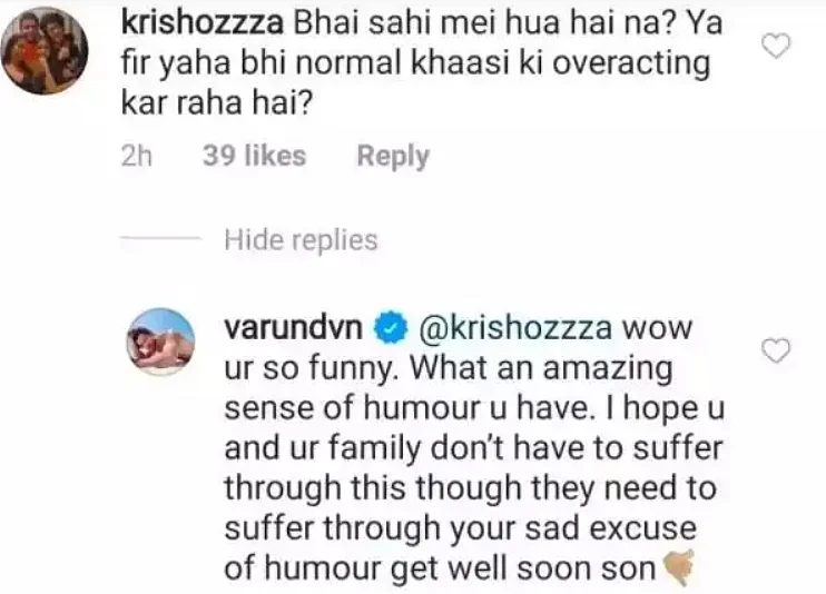 'Overacting kar raha hai': Varun Dhawan claps back at troll who called his COVID-19 diagnosis 'fake'
