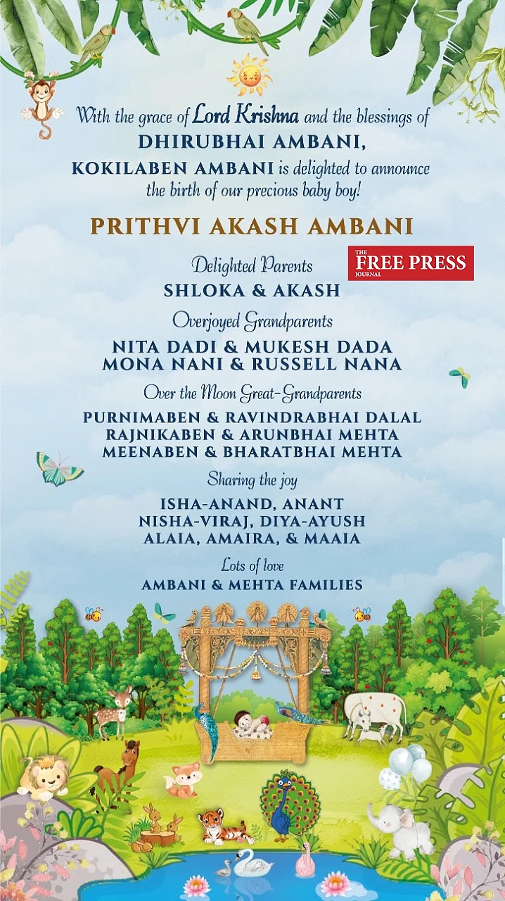 Exclusive! Akash and Shloka Ambani's baby boy named 'Prithvi Akash Ambani'