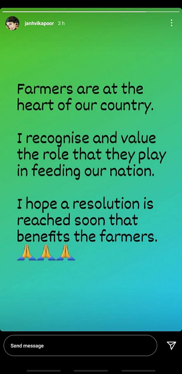 Farmers' Protest: Janhvi Kapoor hopes 'resolution is reached soon', says they are 'at the heart of our country'