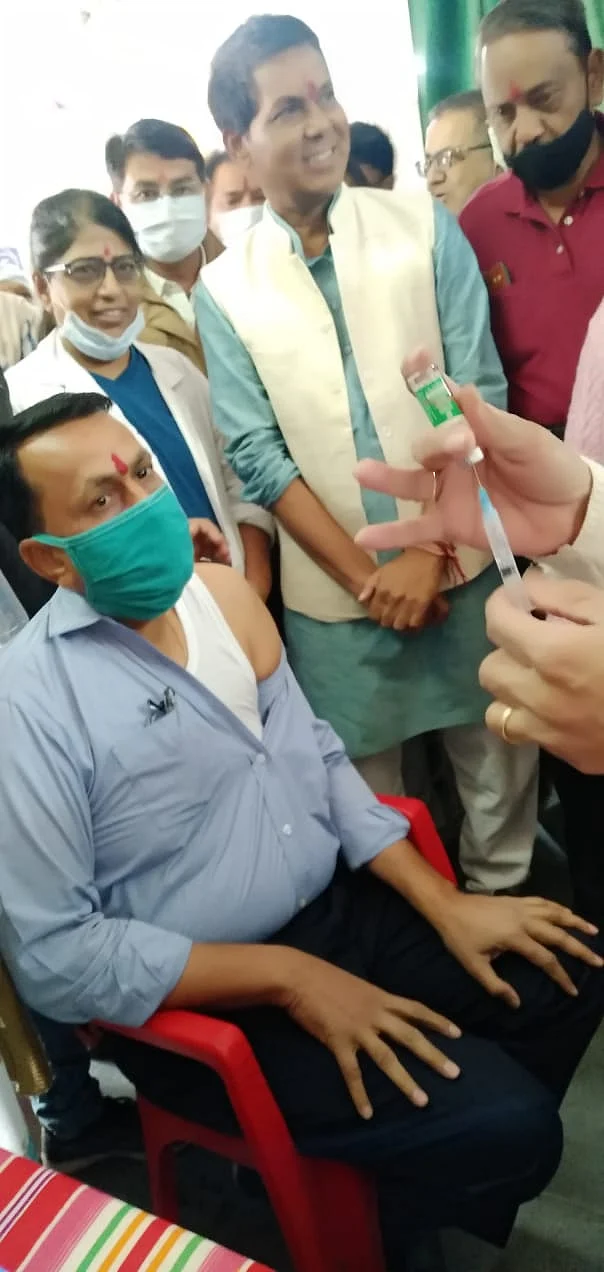 Vaccination in progress at community health centre in Sardarpur tehsil of Dhar district