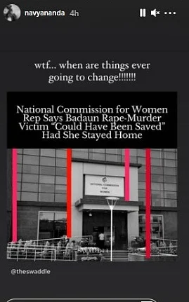 'WTF... ': Amitabh Bachchan's granddaughter Navya reacts to NCW's Chandramukhi Devi's comments on Badaun gangrape