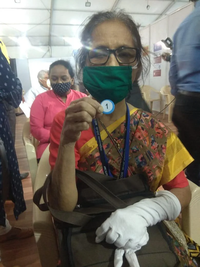 Snehal Rane- first beneficiary to take COVID-19 vaccine jab at BKC.