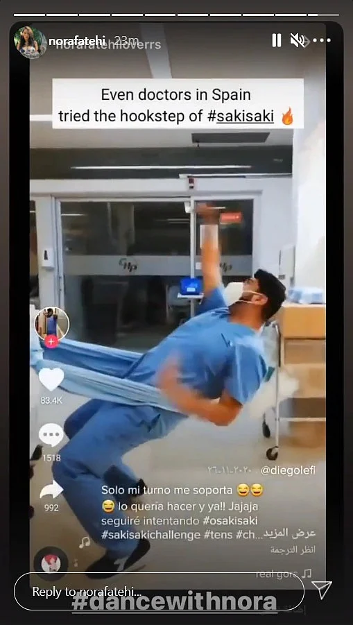 Nora Fatehi shares video of Spanish doctor nailing the hook step of 'O Saki Saki'
