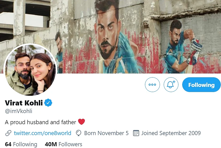 Doting dad Virat Kohli changes Twitter bio following birth of daughter, here's what it reads now