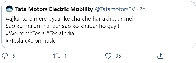 Tata Motors' now-deleted tweet sparks rumours of Tesla tie-up