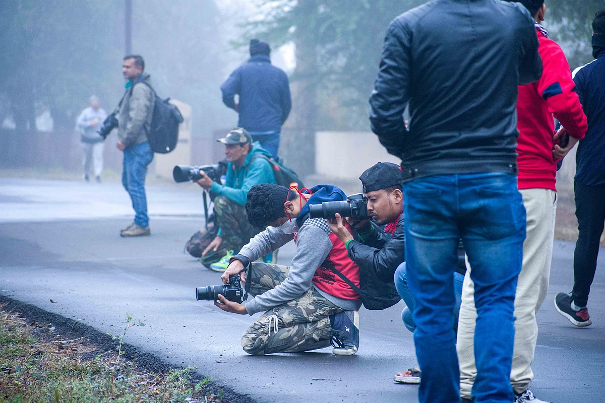 Budding photographers clicking pictures at Van Vihar