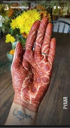 Dia Mirza flaunts her mehendi, bride-to-be sash ahead of wedding with Vaibhav Rekhi