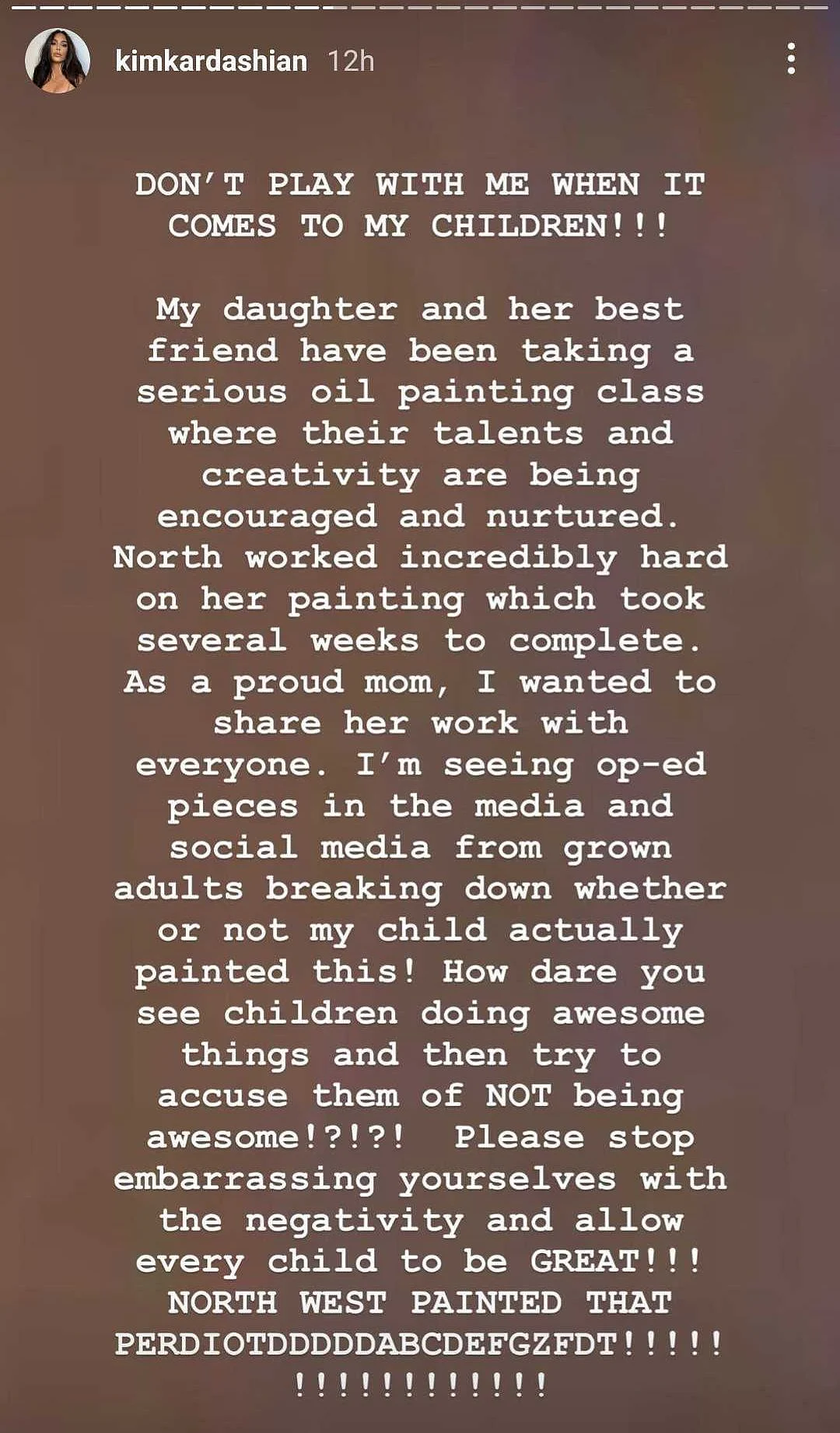 Kim Kardashian claps back at trolls who didn't believe her daughter North made THIS painting