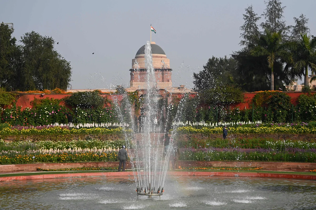 A general view of the Mughal Gardens at the Indian Presidential Palace in New Delhi.