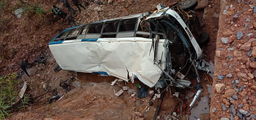 The bus which ferried DRG jawans after the attack