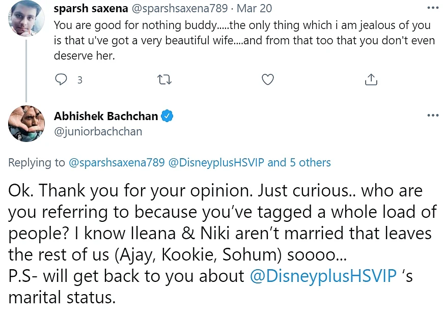 Check out Abhishek Bachchan’s epic reply to jealous troll who said ‘you’ve got a very beautiful wife you don’t even deserve’