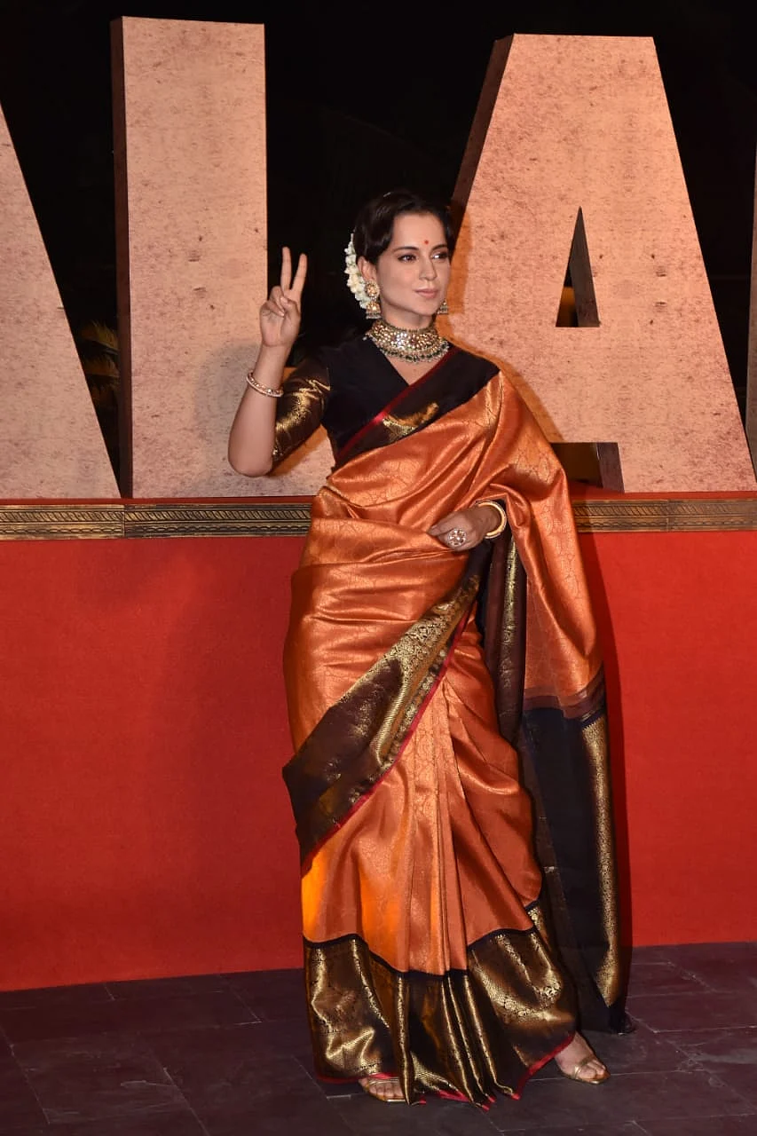 In Pics: Kangana Ranaut looks stunning in six yards of grace as she arrives for 'Thalaivi' trailer launch in Mumbai