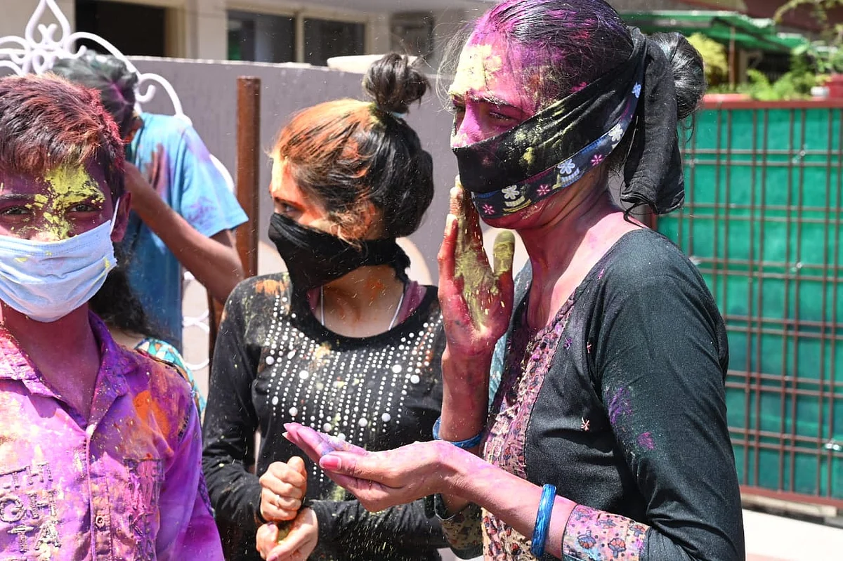 Holi with family and close friends in Budhwara, Old Bhopal