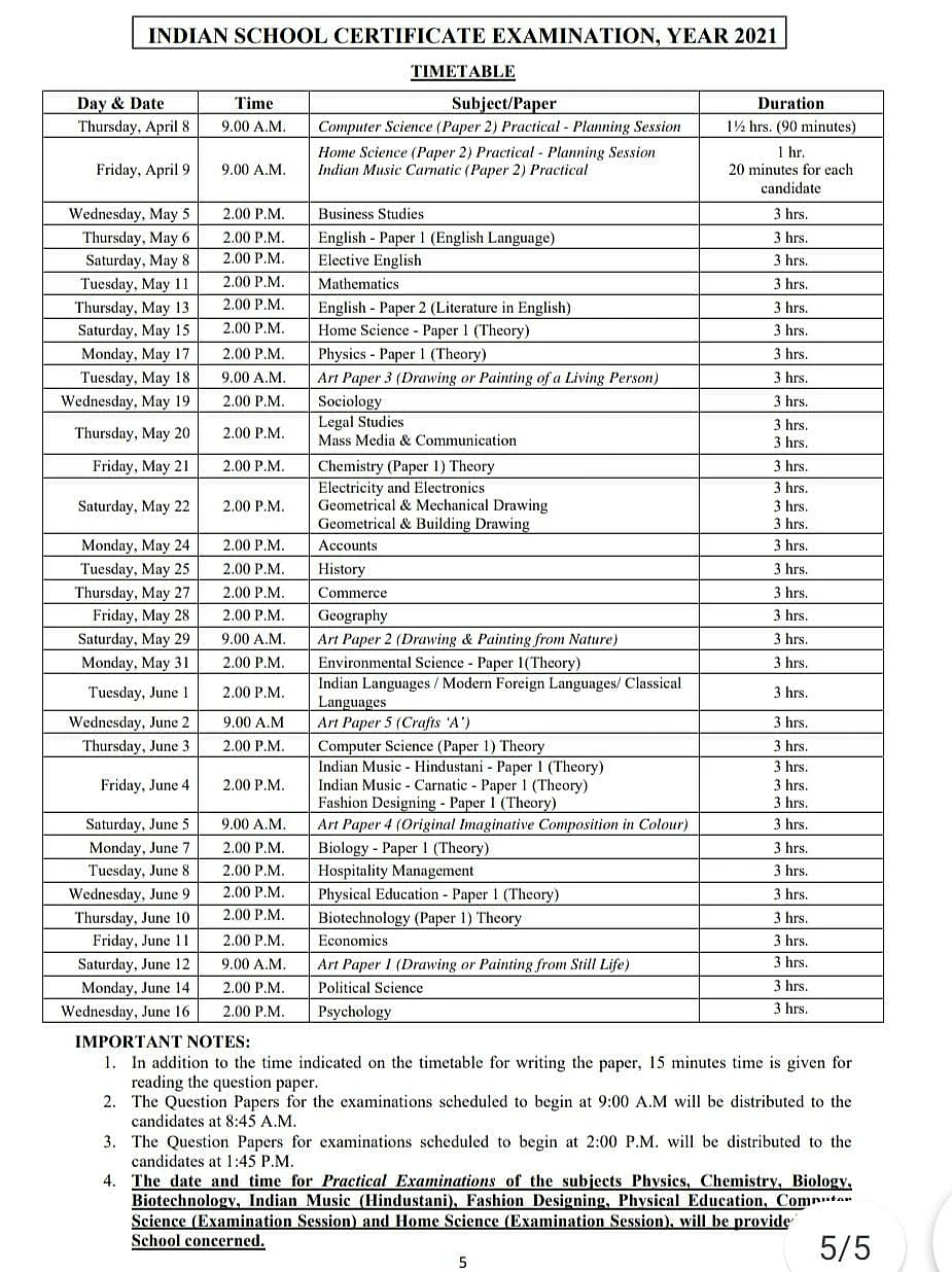 ICSE, ISC board exams 2021: Click here for date sheet ...