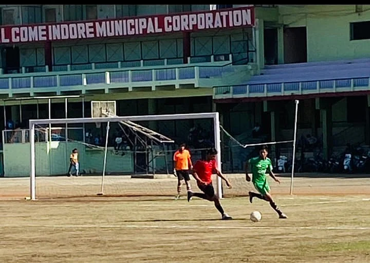 Football match at Nehru Stadium in Indore on Saturday