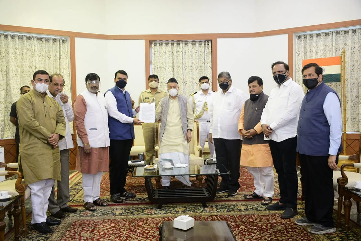 Did BJP leader Radhakrishna Vikhe Patil forget to carry his mask while meeting Governor Bhagat Singh Koshiyari? Pictures here