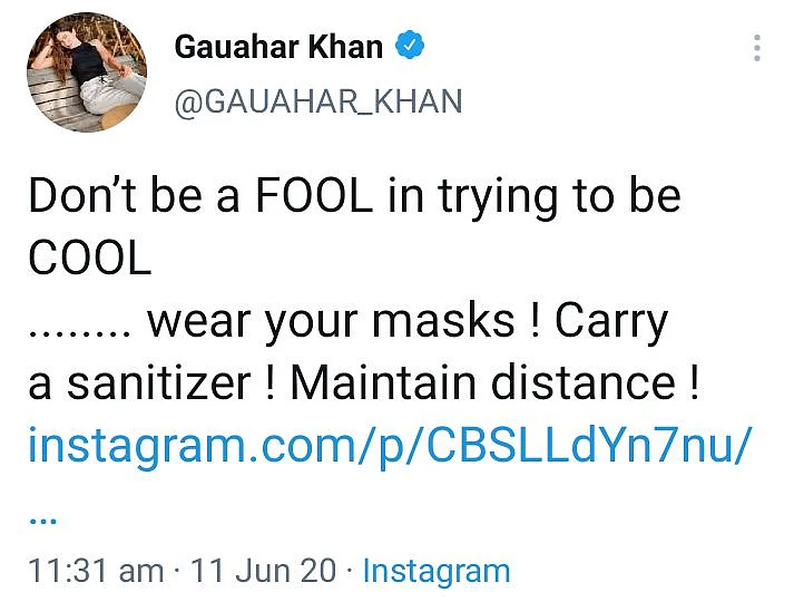 After FIR, old tweet of Gauahar Khan on COVID-19 norms comes back to haunt her