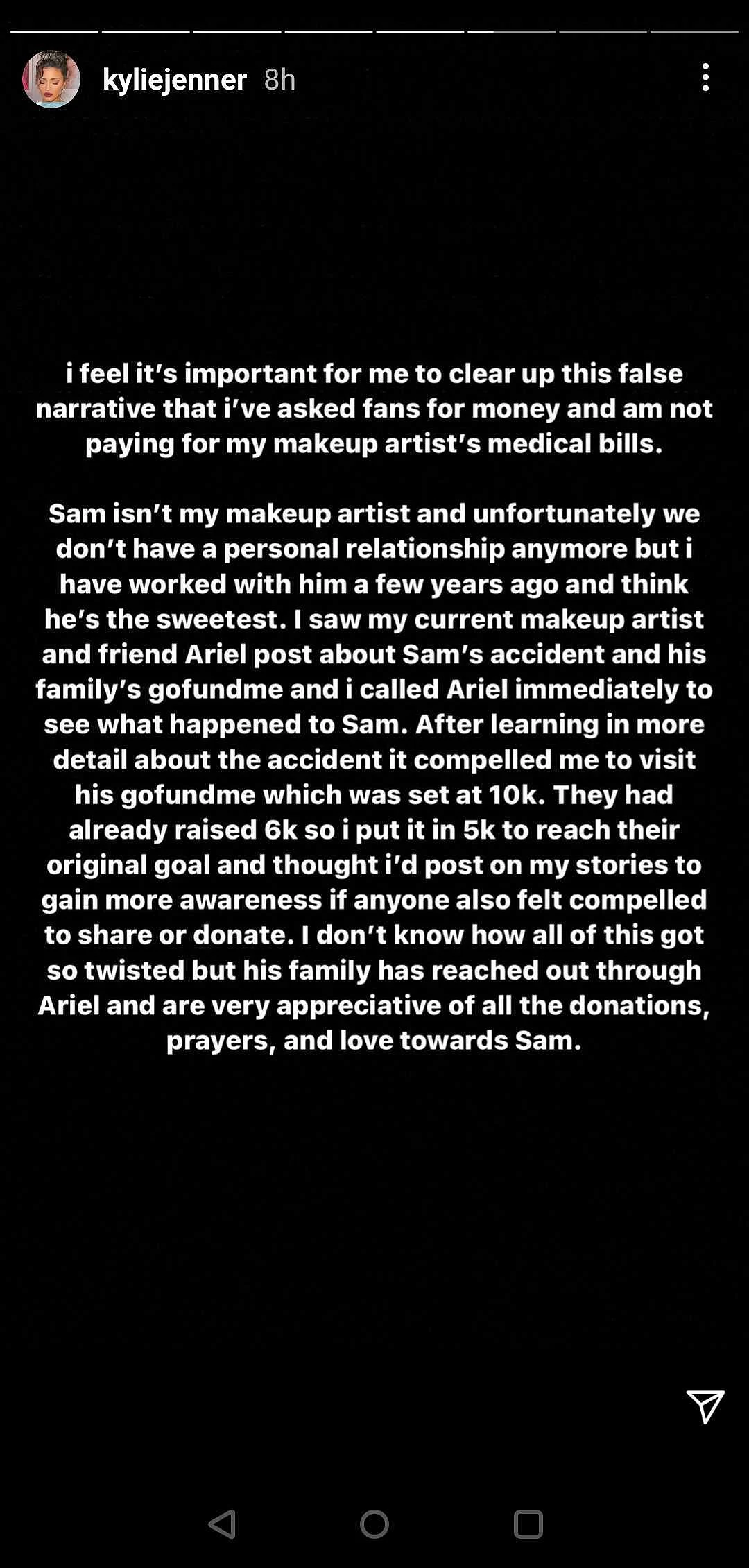 'We don't have a personal relationship': Kylie Jenner responds to backlash after urging fans to donate for makeup artist