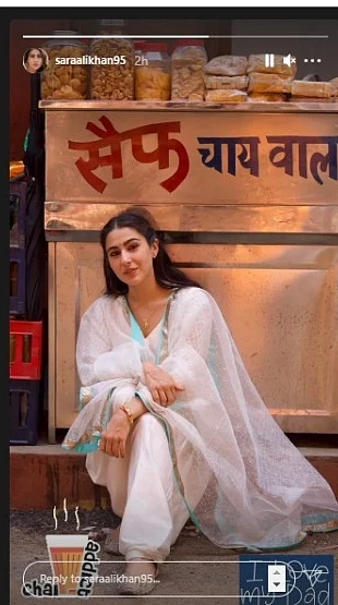 Sara Ali Khan poses outside 'Saif Chai Wala,' jokes 'I love my dad'