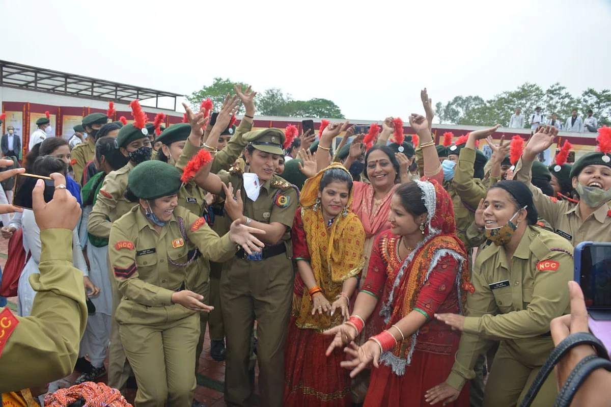 Women NCC cadets at the event.