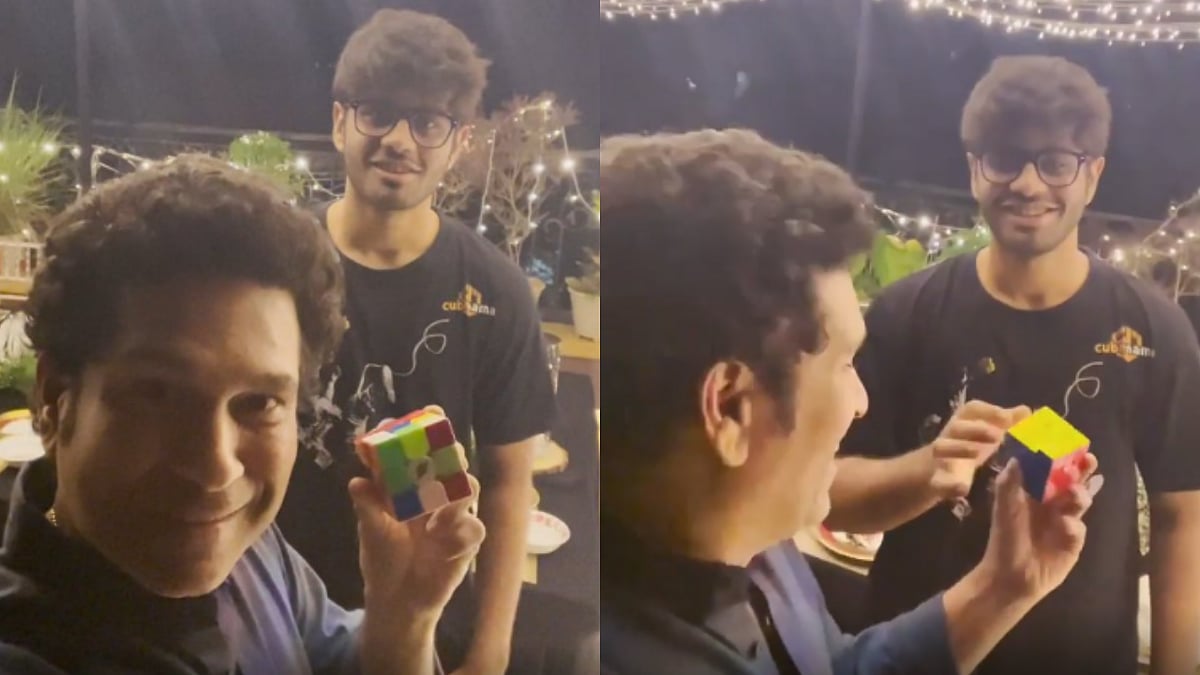 "When G.O.A.T.S. meet each other": Sachin Tendulkar meets Rubik cube Guinness record holder Mohammed Aiman Koli - Vimarsana News