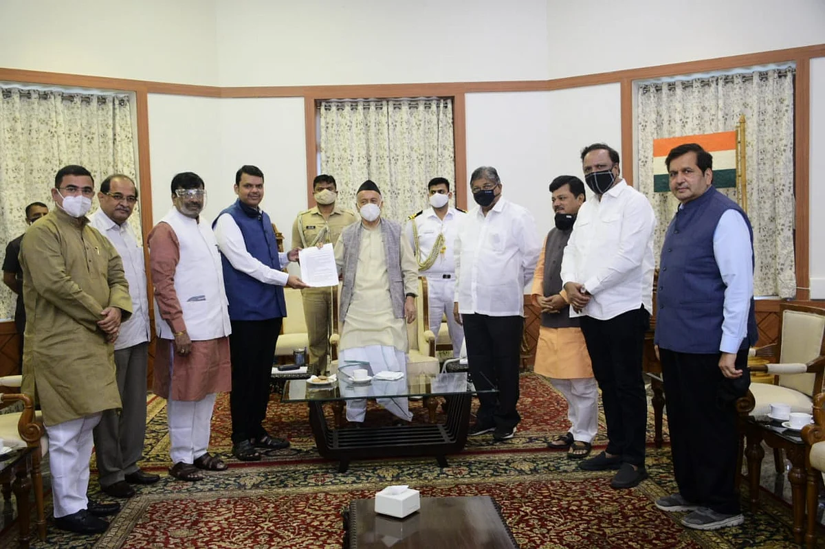 Did BJP leader Radhakrishna Vikhe Patil forget to carry his mask while meeting Governor Bhagat Singh Koshiyari? Pictures here