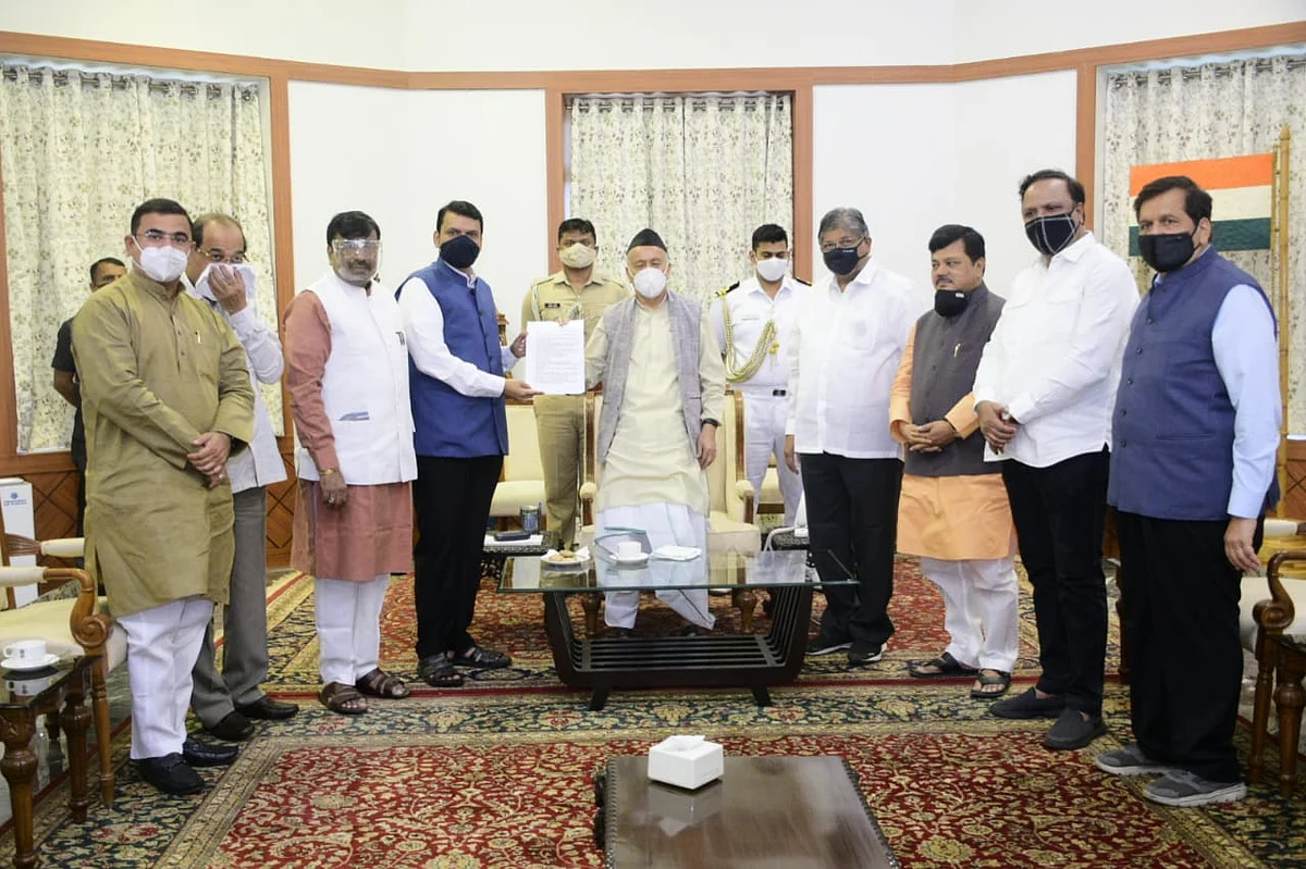 Did BJP leader Radhakrishna Vikhe Patil forget to carry his mask while meeting Governor Bhagat Singh Koshiyari? Pictures here