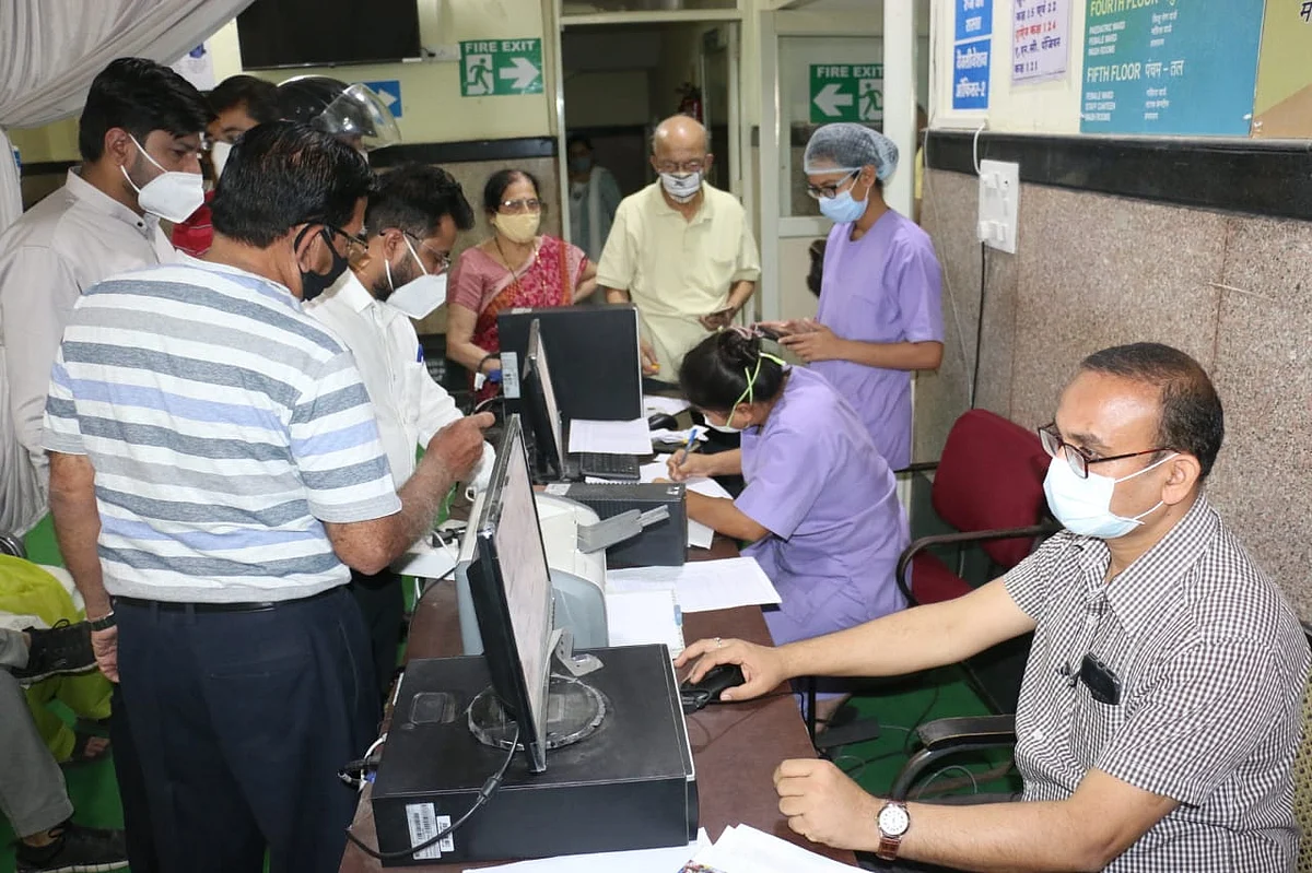 People await their turn for jab at PC Sethi Hospital
