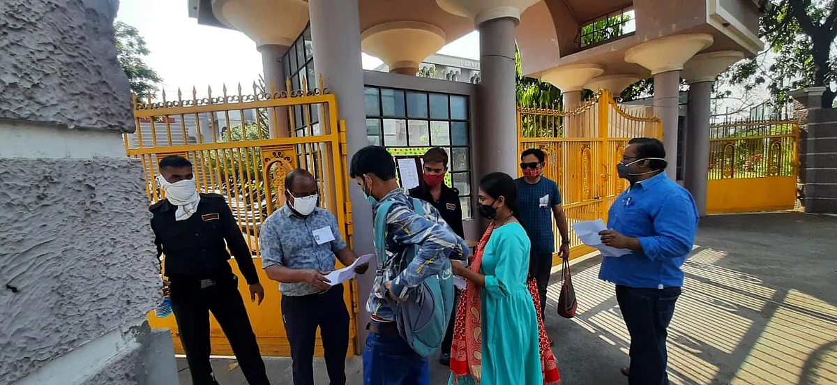 Those appearing for MPPSC exams were checked at Sarafa Vidya Niketan examination centre near MOG Lines in Indore on Sunday morning