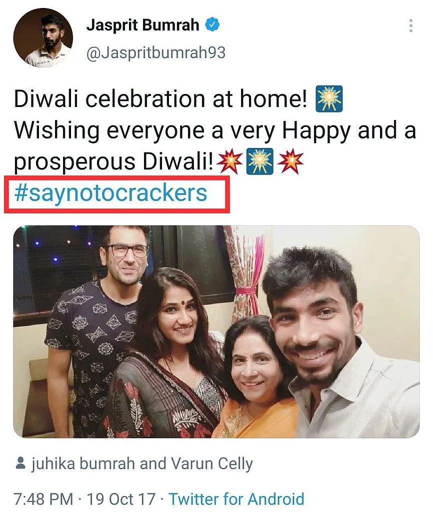 Jasprit Bumrah brutally trolled for wedding reception pics; netizens bring out old post calling for 'cracker-free Diwali'