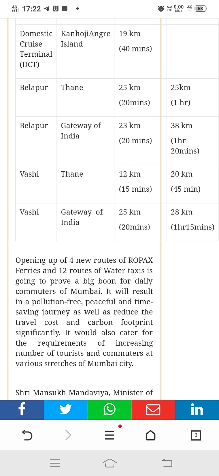 Water taxis and ROPAX ferries to be part of Mumbai’s transportation soon, says Union Shipping Minister