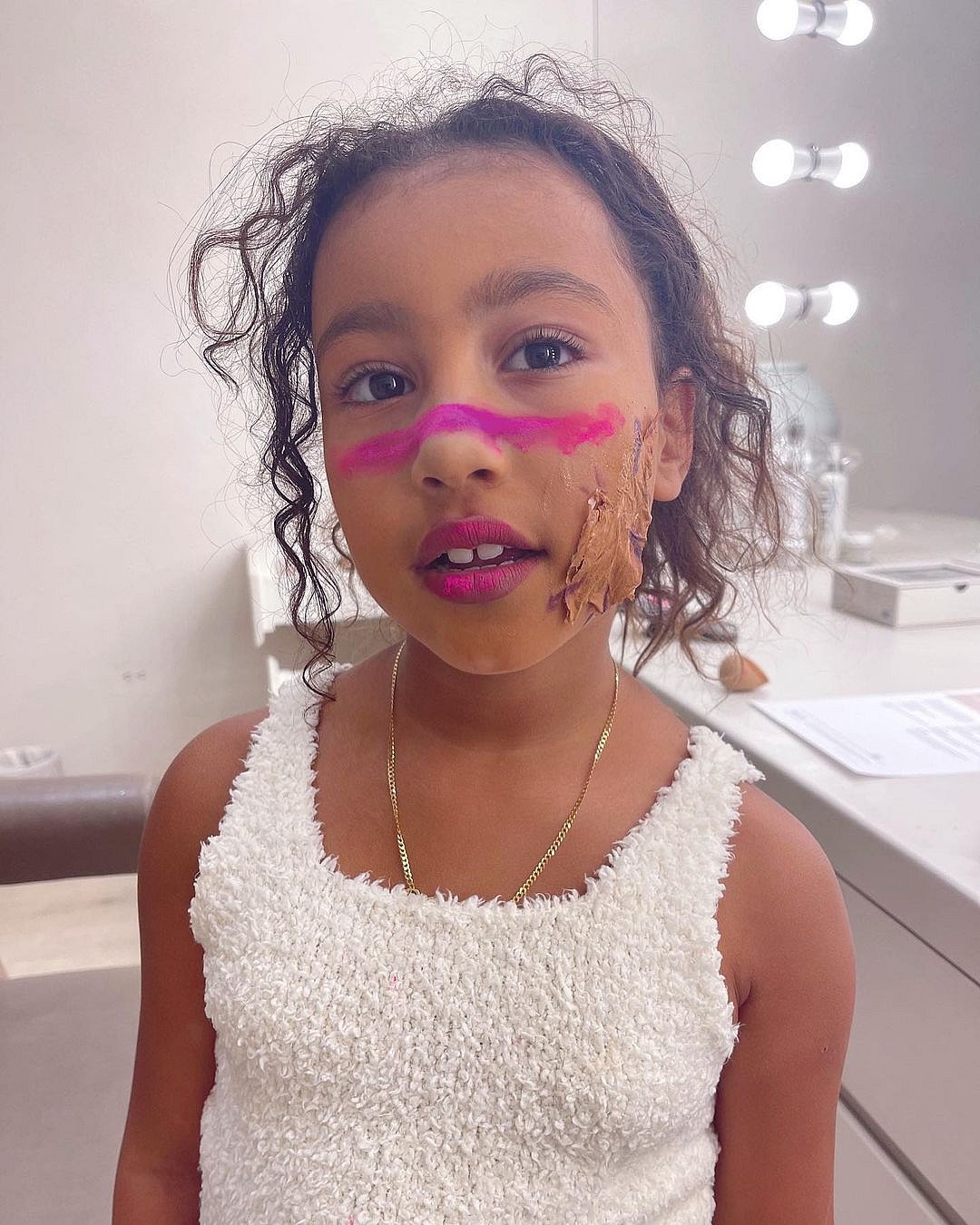 Kim Kardashian's daughter North West's 'creative' makeup look mistaken for peanut butter